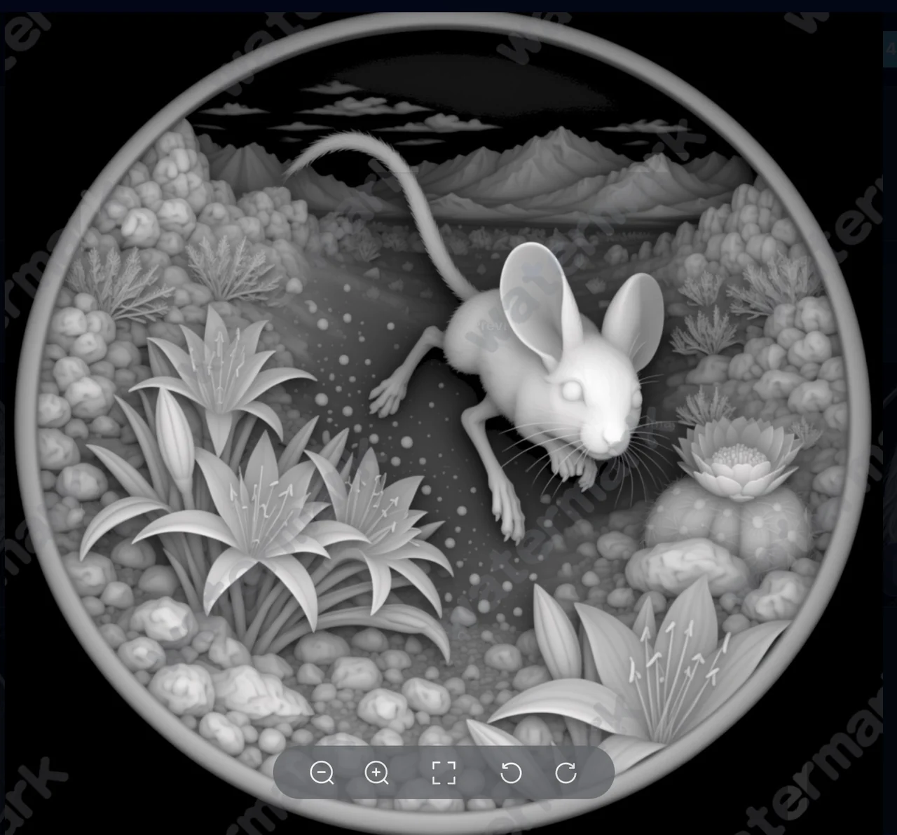 Creator’s SculptOK 3D preview screenshot of the circular mouse relief
