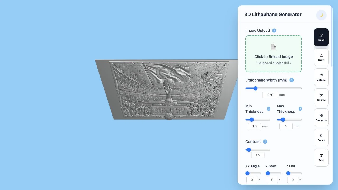 Actual SculptOK 3D preview of Sunar’s World Cup depth map